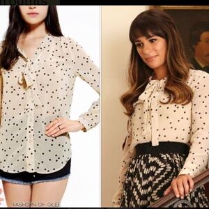 Coincidence & Chance Polka Dot Tie-Neck Blouse – Seen on Glee!